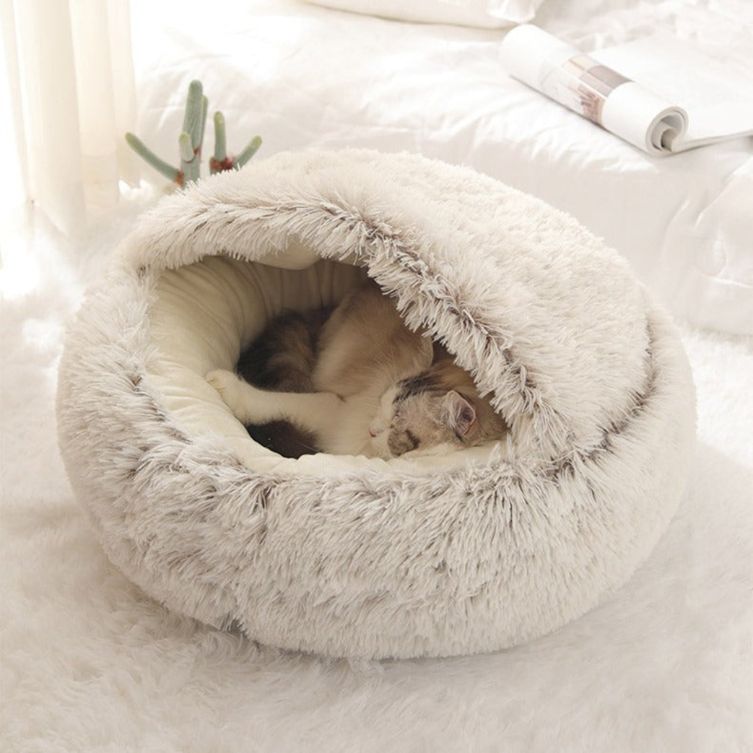 2-in-1 Cozy Cat Cave and Donut Bed - Ultimate Warmth and Comfort for Your Feline Friend