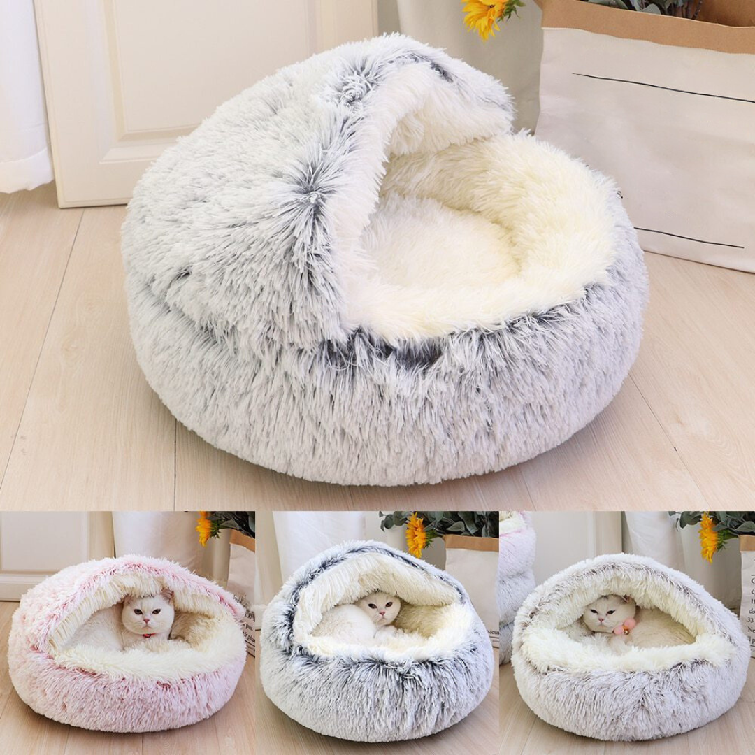 2-in-1 Cozy Cat Cave and Donut Bed - Ultimate Warmth and Comfort for Your Feline Friend