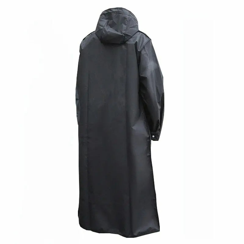 StormGuard™ | Men's Long Black Hooded Coat | Water-Resistant, Lightweight Fabric & Adjustable Drawstring