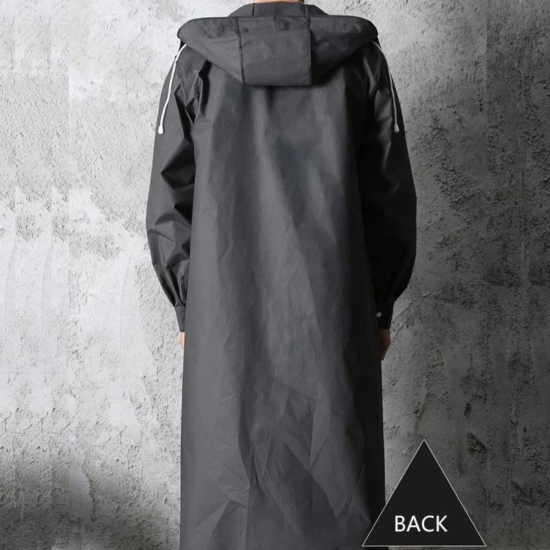 StormGuard™ | Men's Long Black Hooded Coat | Water-Resistant, Lightweight Fabric & Adjustable Drawstring