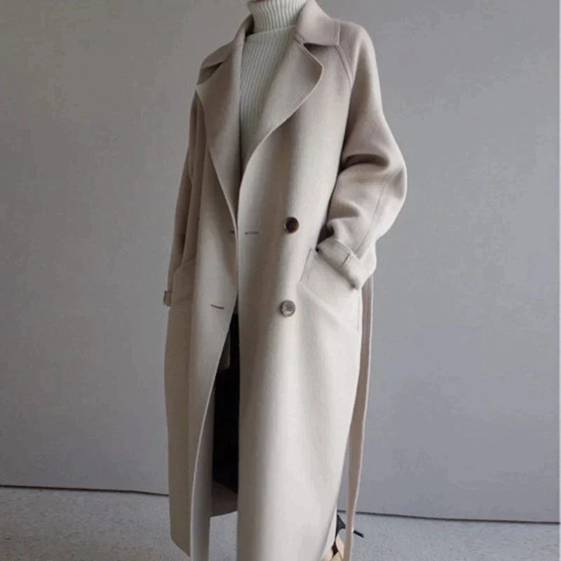 Coat Bella™ | Women's Oversized Coat | Belted Design, Narrow Collar, Warm & Stylish Outerwear