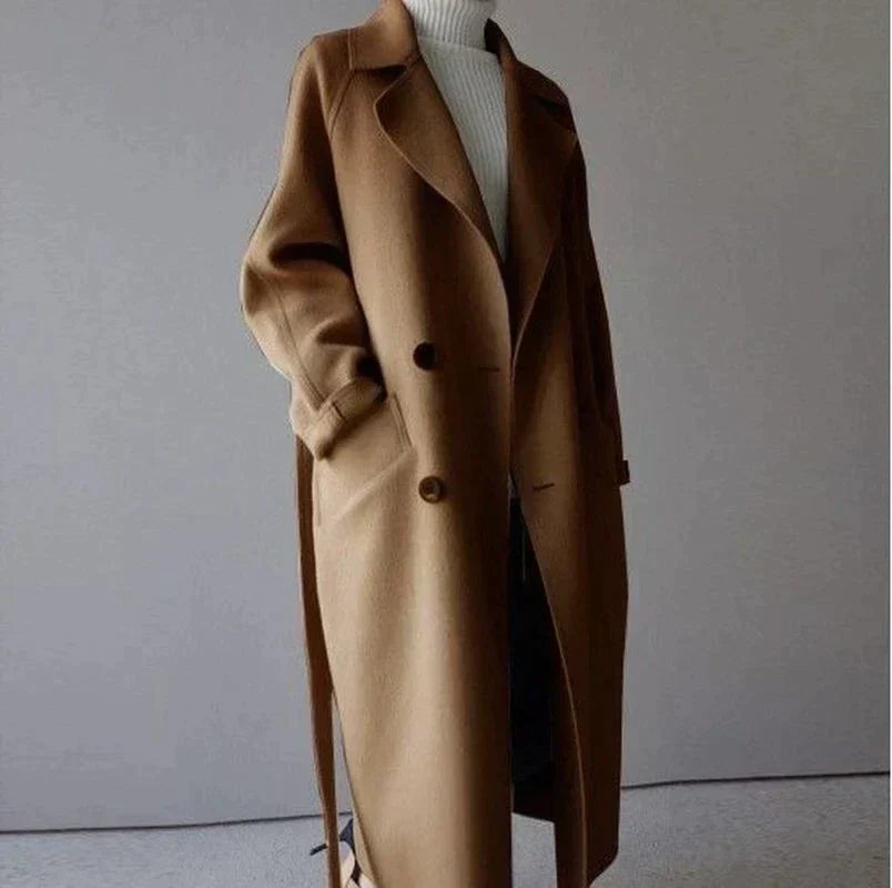 Coat Bella™ | Women's Oversized Coat | Belted Design, Narrow Collar, Warm & Stylish Outerwear