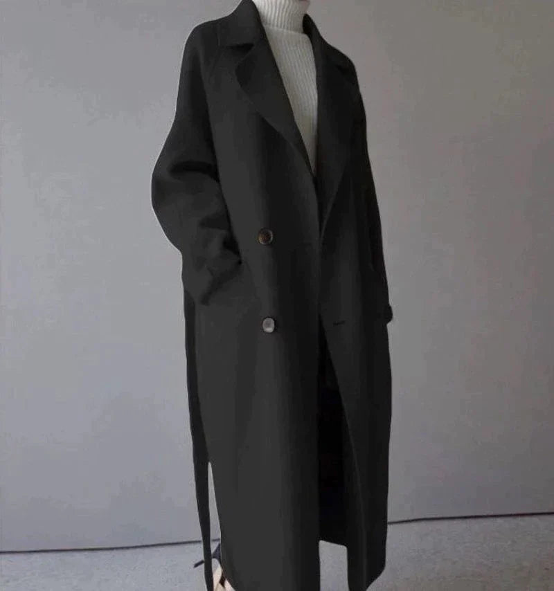 Coat Bella™ | Women's Oversized Coat | Belted Design, Narrow Collar, Warm & Stylish Outerwear