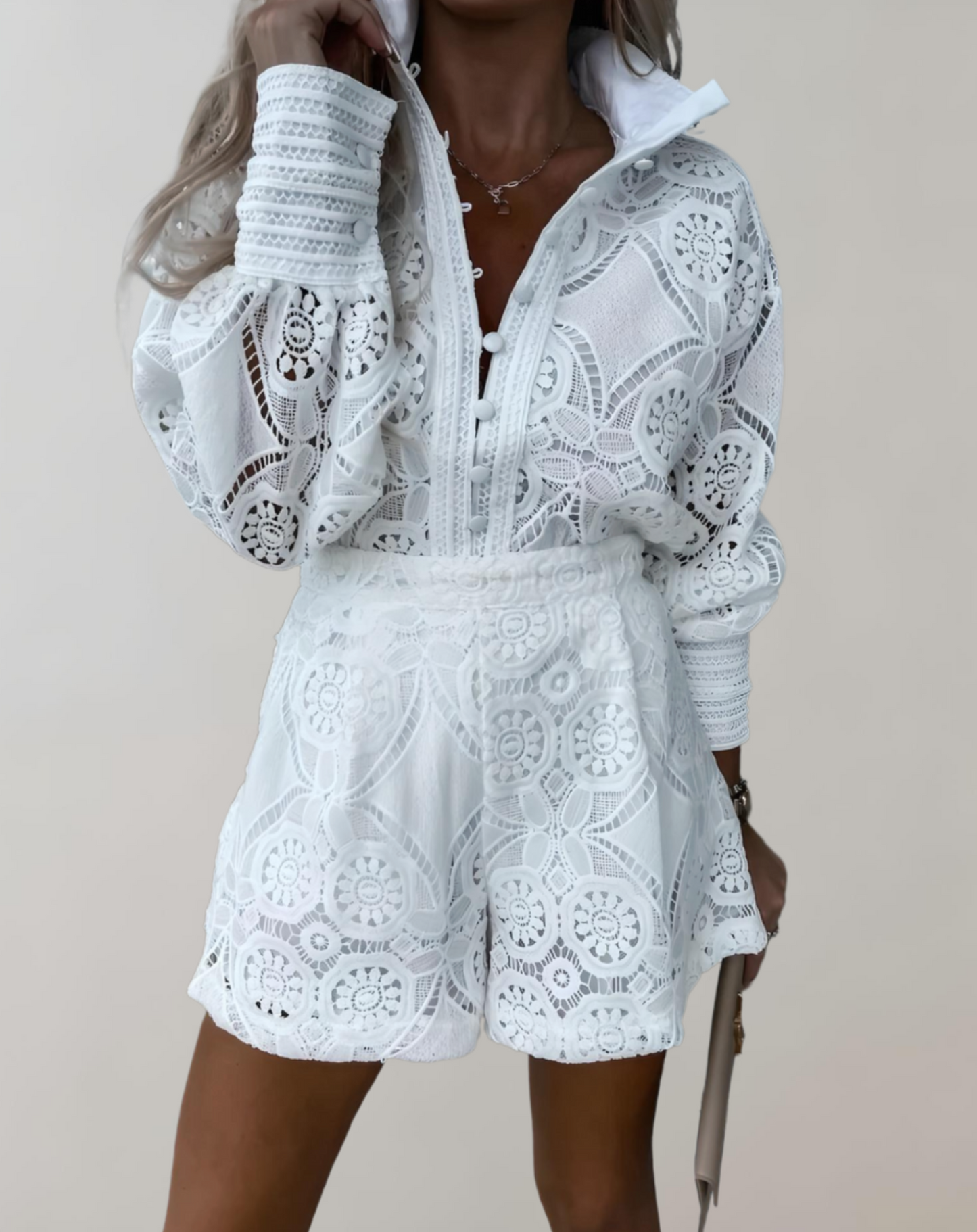Lace Aura™ | Women's Lace Romper | Long Sleeve, Fitted Waist, Stylish One-Piece Outfit