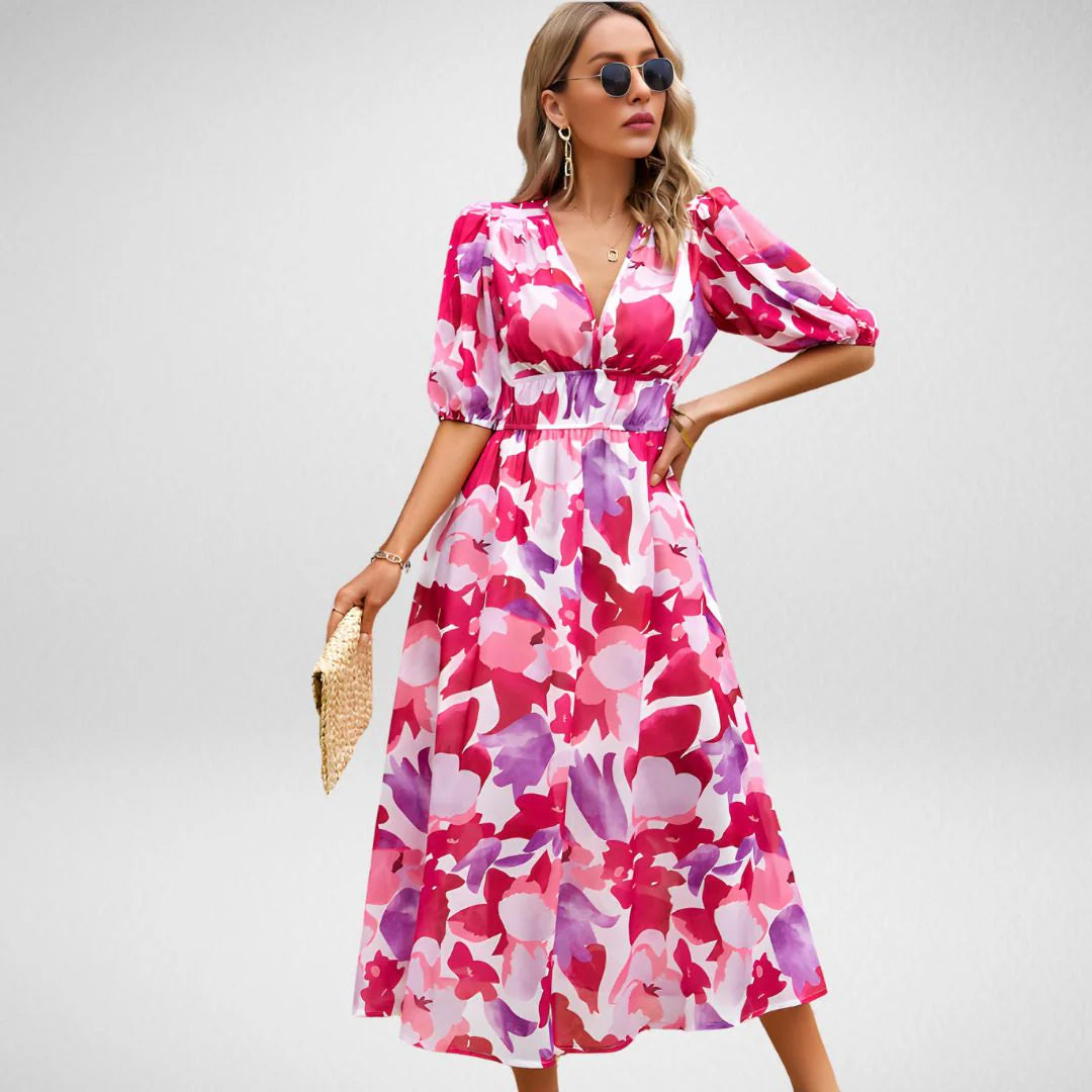 Charming Vena™ | Women's V-Neck Dress | Lightweight Fabric, Flattering Fit & Stylish Design