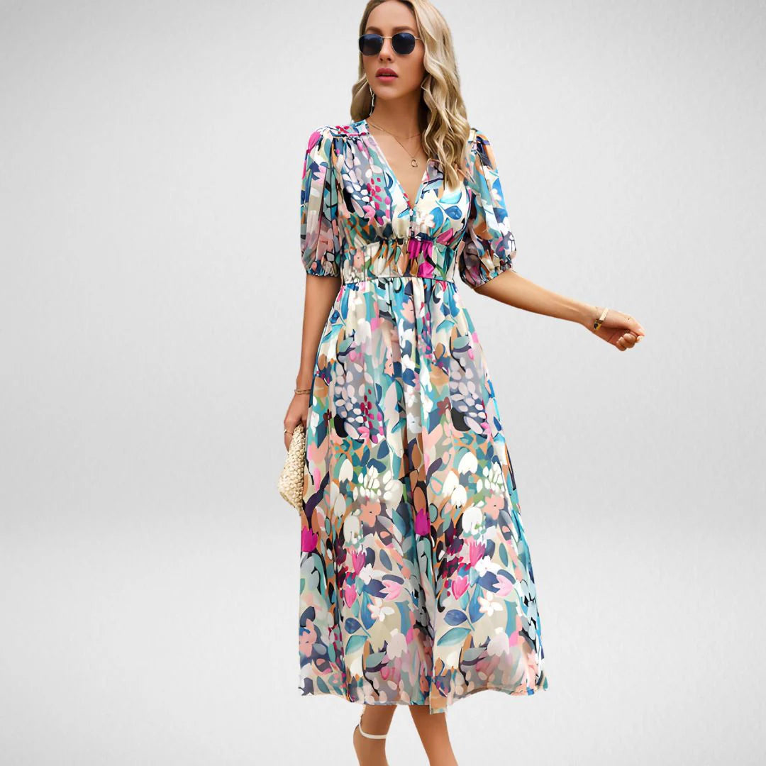 Charming Vena™ | Women's V-Neck Dress | Lightweight Fabric, Flattering Fit & Stylish Design