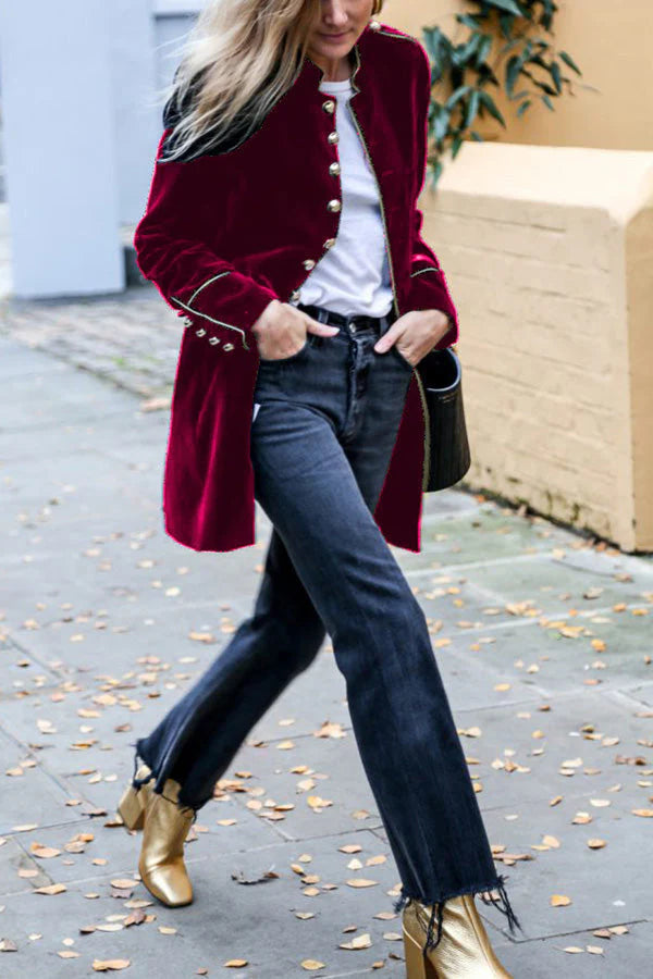Velvet Aura™ | Women's Multi-Button Jacket | Luxurious Velvet, Patchwork Design, Stylish & Comfortable Fit
