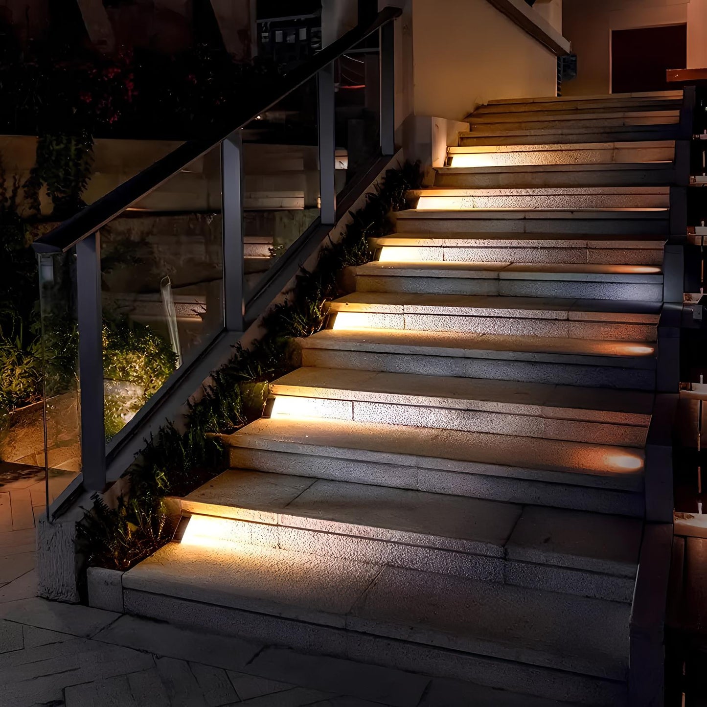 LED Solar Powered Stair Lights with Motion Sensor - Waterproof Outdoor Lighting for Steps, Pathways, and Decks