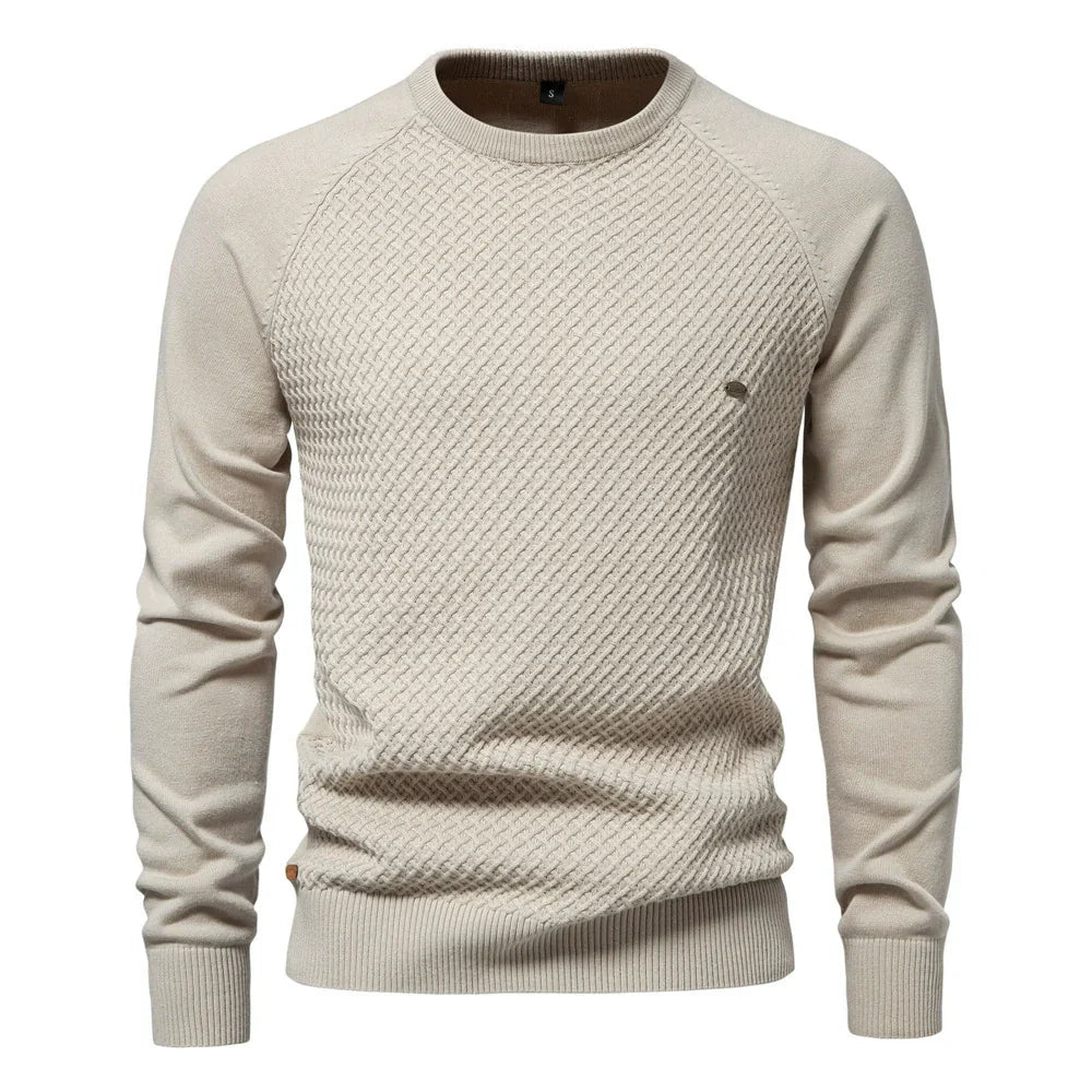 KnitCraft™ | Men's Knitted Crew Neck Sweater | Soft Cotton Blend, Breathable Fabric & Classic Fit