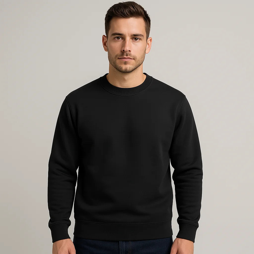 Men's Essential Crew Neck Sweatshirt | Soft Cotton Blend, Casual Fit, Durable & Comfortable for Everyday Wear