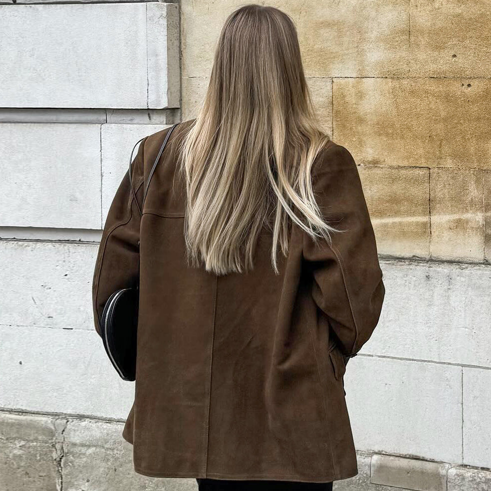 Suede Jacket for Women - Stylish Women's Outerwear in Soft Suede Material