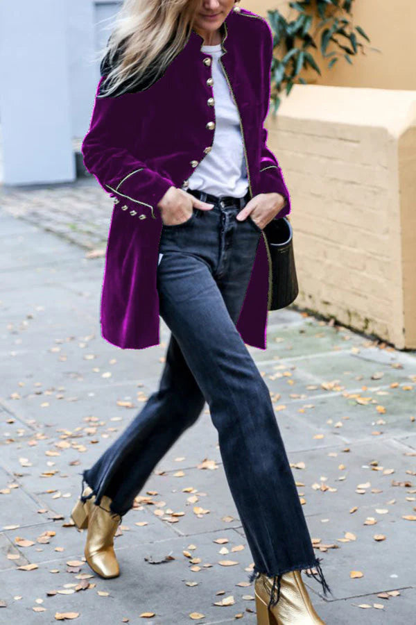 Velvet Aura™ | Women's Multi-Button Jacket | Luxurious Velvet, Patchwork Design, Stylish & Comfortable Fit