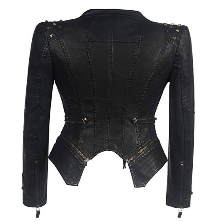 Rider Noir™ | Women's Black Motorcycle Jacket | Genuine Leather, Zipper Details & Stylish Fit