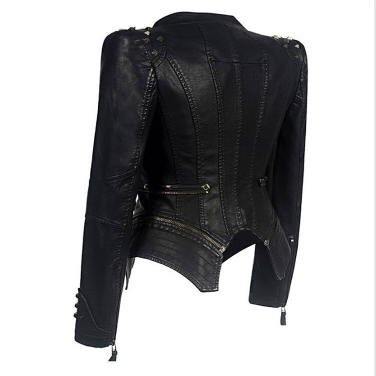 Rider Noir™ | Women's Black Motorcycle Jacket | Genuine Leather, Zipper Details & Stylish Fit