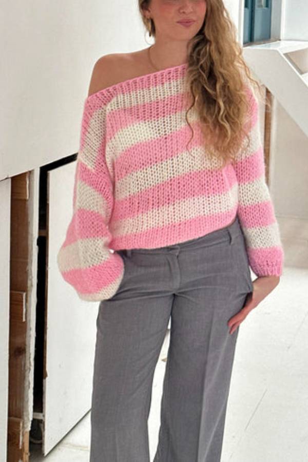 Candy Navy™ | Women's Knit Jumper | Soft Fabric, Striped Design & Cozy Fit