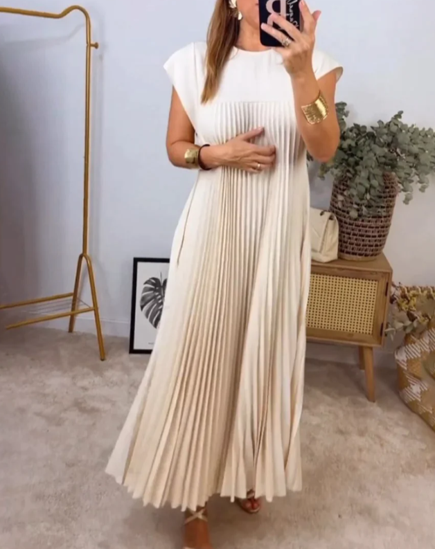 Sleeveless Pleated Dress | Women's Elegant Summer Dress | Lightweight Fabric, Flattering Fit & Versatile Style
