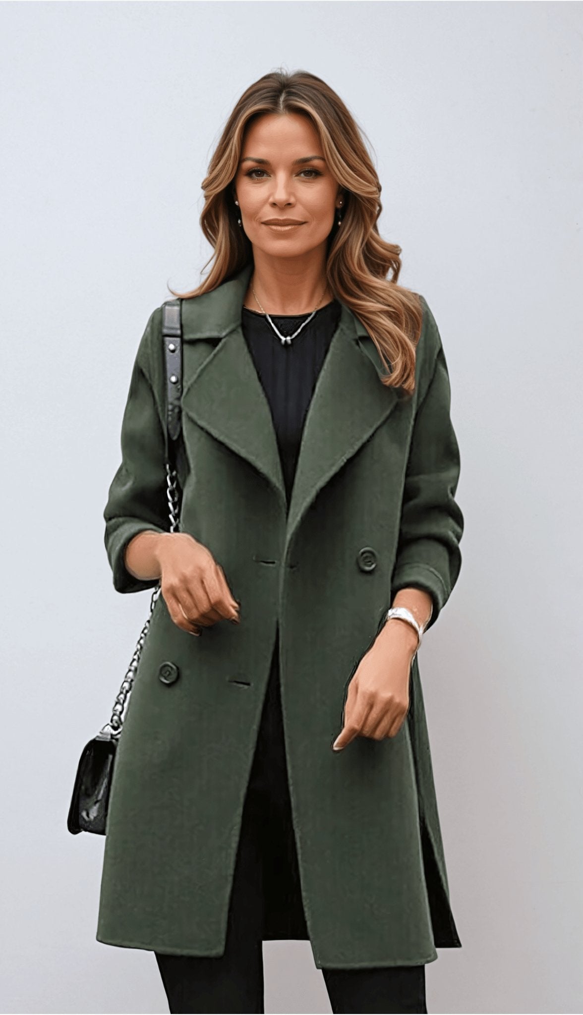Averleigh | Womens Wool Blend Double Breasted Coat – 3/4 Length Formal Winter Overcoat