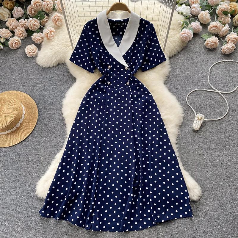 Polka Dot Charm™ | Women's Casual Dress | Lightly Mature, Contrasting Colors, Comfortable Fit