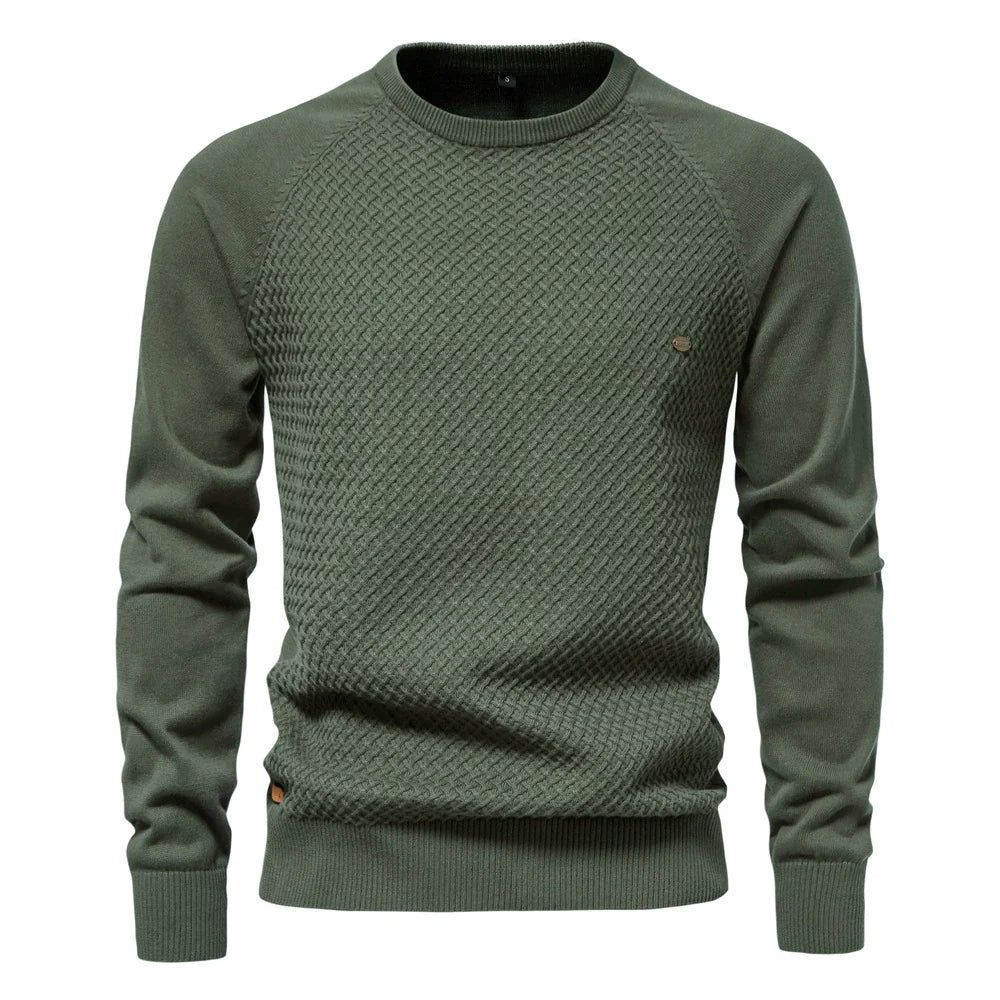 KnitCraft™ | Men's Knitted Crew Neck Sweater | Soft Cotton Blend, Breathable Fabric & Classic Fit