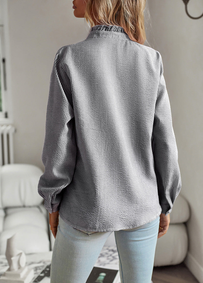 Ruffle Belle™ | Women's Ruffle Blouse | Striped Design, Lightweight Fabric & Flattering Fit