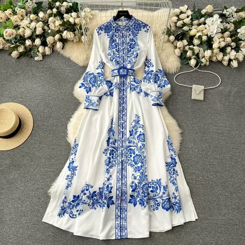 Flare Midi Belle™ | Printed Belted Midi Shirt Dress | Casual Style, All-Season Wear, Comfortable Fit