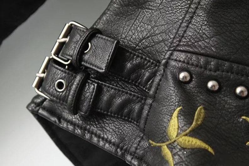 Floral Luxe™ | Women's Casual Leather Jacket | Genuine Leather, Floral Embroidery, Stylish Fit