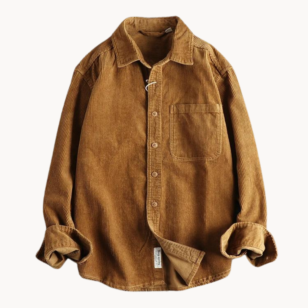 Bravaro | Mens Corduroy Shirt Overshirt Jacket Casual Cord Shacket for Autumn Layering