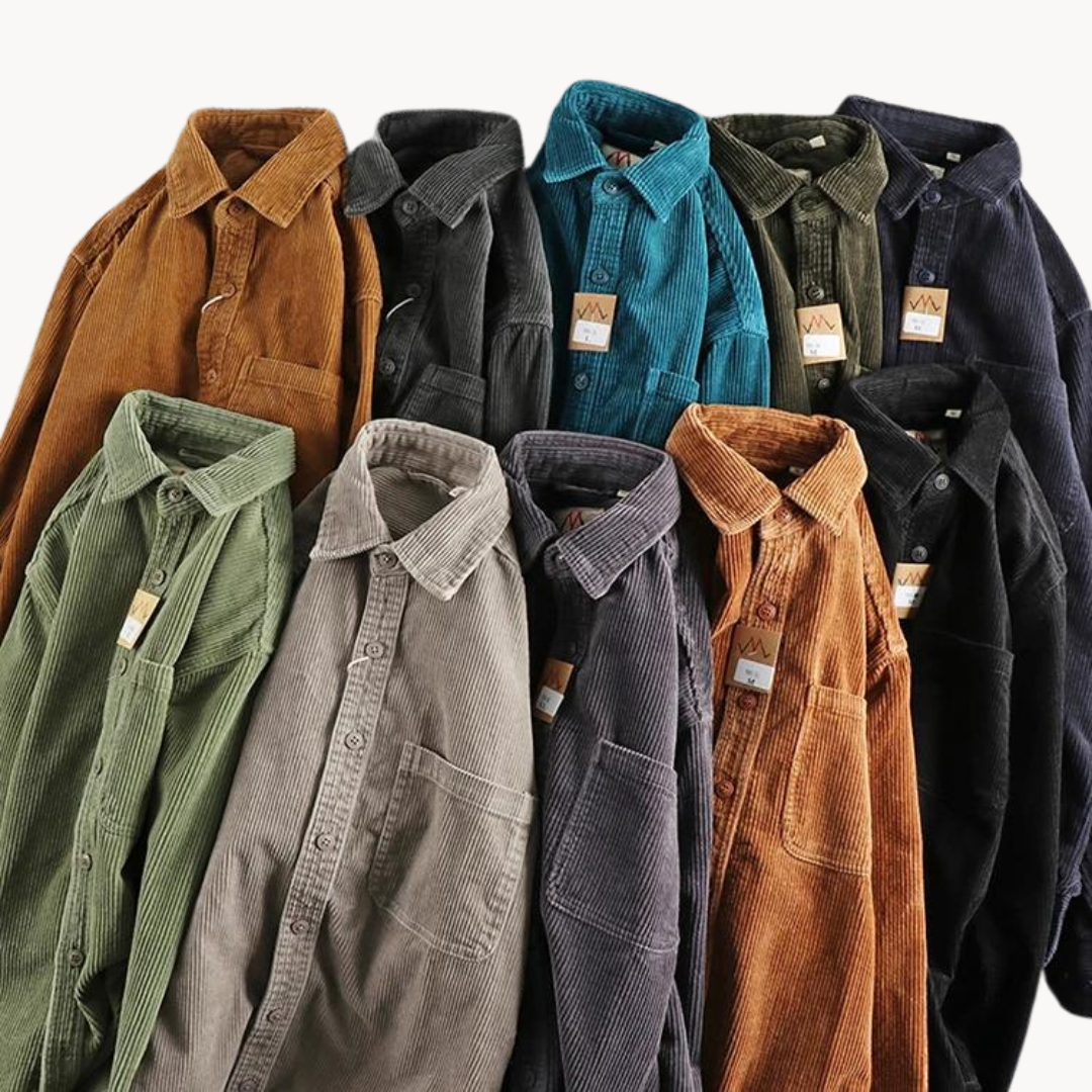 Bravaro | Mens Corduroy Shirt Overshirt Jacket Casual Cord Shacket for Autumn Layering