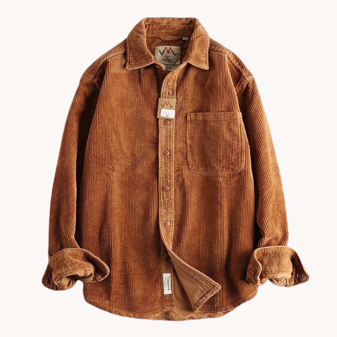 Bravaro | Mens Corduroy Shirt Overshirt Jacket Casual Cord Shacket for Autumn Layering
