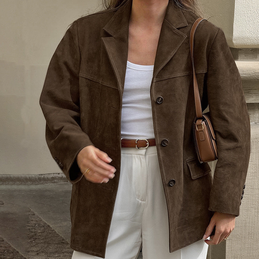 Suede Jacket for Women - Stylish Women's Outerwear in Soft Suede Material