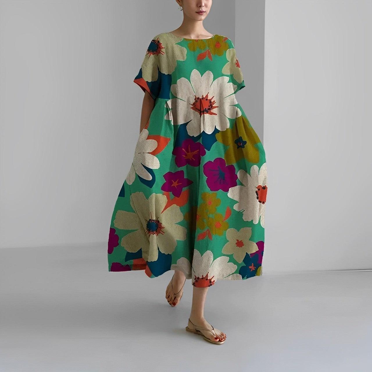 Boho Belle™ | Women's Floral Print Swing Dress | Casual Loose Fit, Lightweight Fabric & Comfortable Design