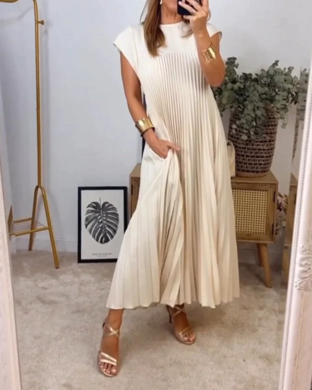Sleeveless Pleated Dress | Women's Elegant Summer Dress | Lightweight Fabric, Flattering Fit & Versatile Style