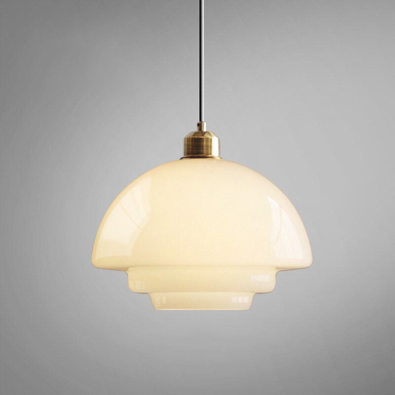 Mid Century Modern Milk Glass Pendant Light Fixture for Kitchen, Dining Room & Living Room