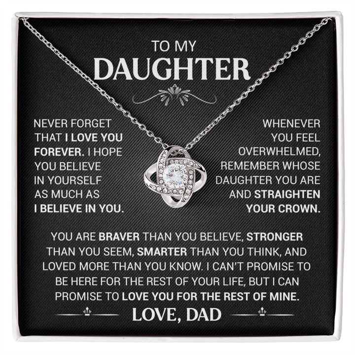To My Daughter Necklace with Love Knot – Meaningful Father to Daughter Gift, Jewelry for Daughters