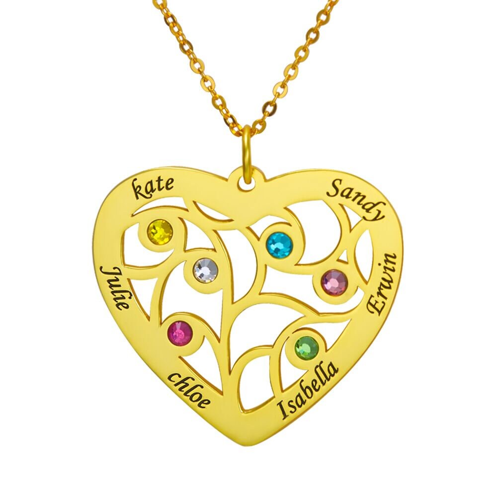 Heart Family Tree Necklace with Birthstones | Mother's Day Jewellery