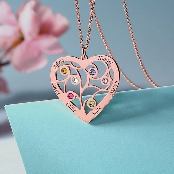 Heart Family Tree Necklace with Birthstones | Mother's Day Jewellery