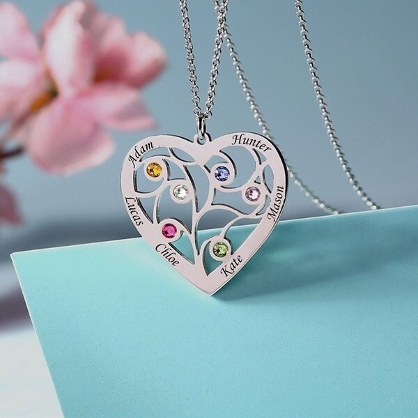 Heart Family Tree Necklace with Birthstones | Mother's Day Jewellery