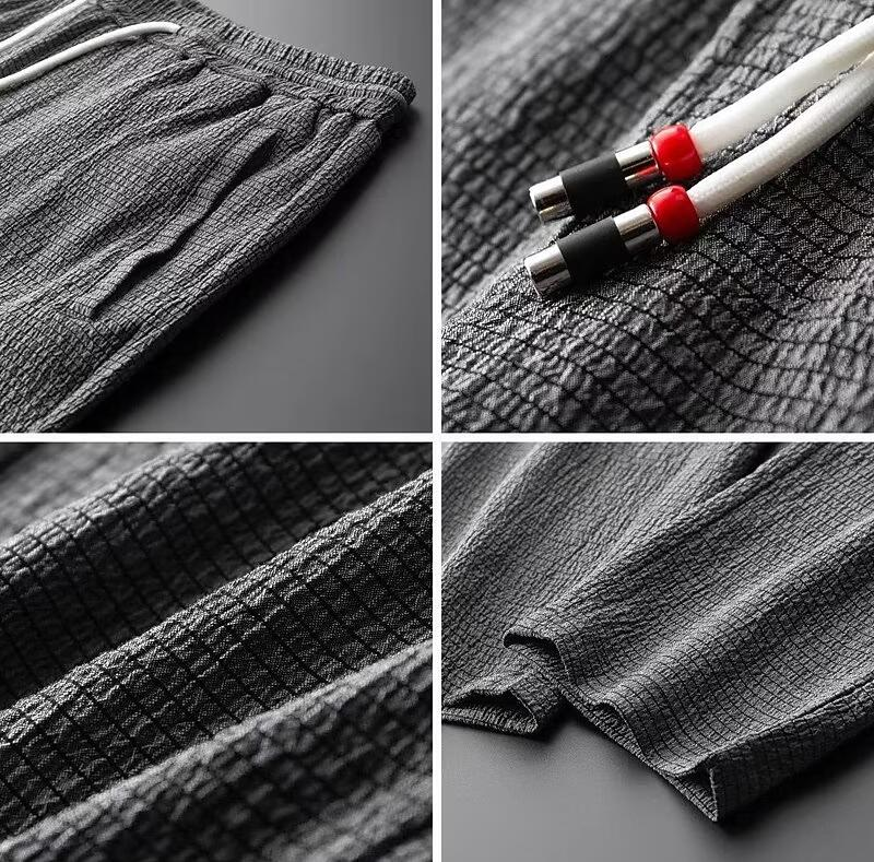 Loungewear Luxe™ | Men's Cotton Linen Blend Set | V-Neck Long Sleeve Top & Drawstring Trousers for Ultimate Comfort