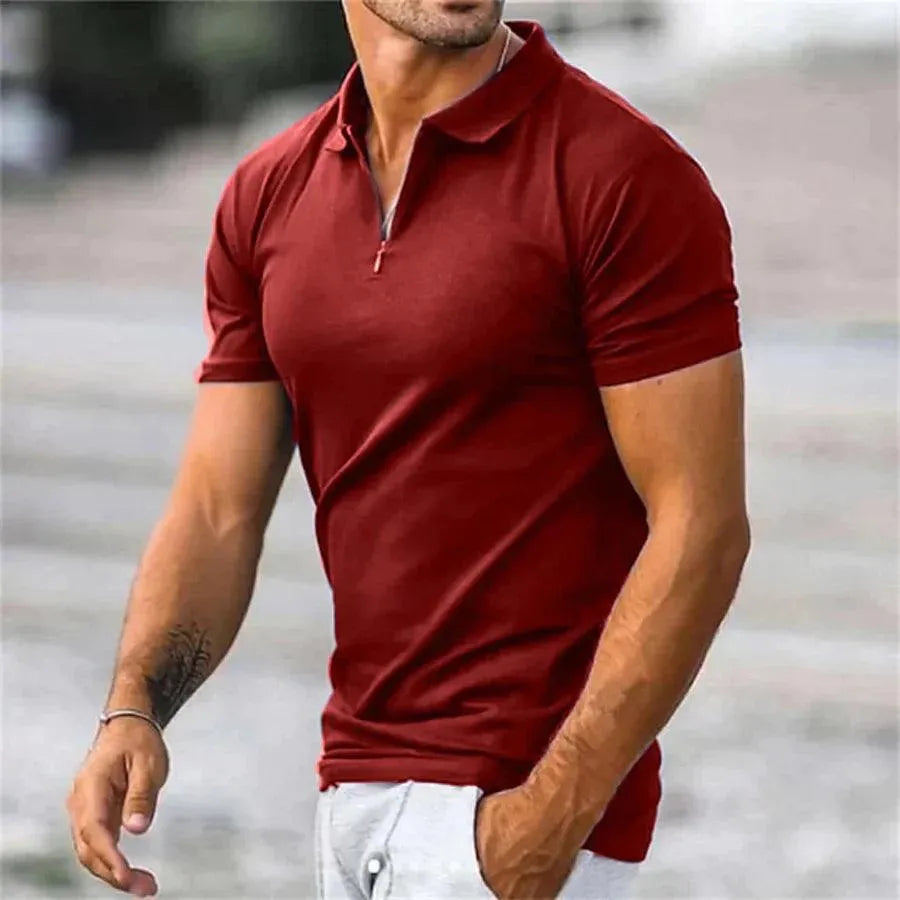 Polo Luxe™ | Men's Slim Fit Polo Shirt | Short Sleeve, Zipper Placket, Stretch Cotton Blend