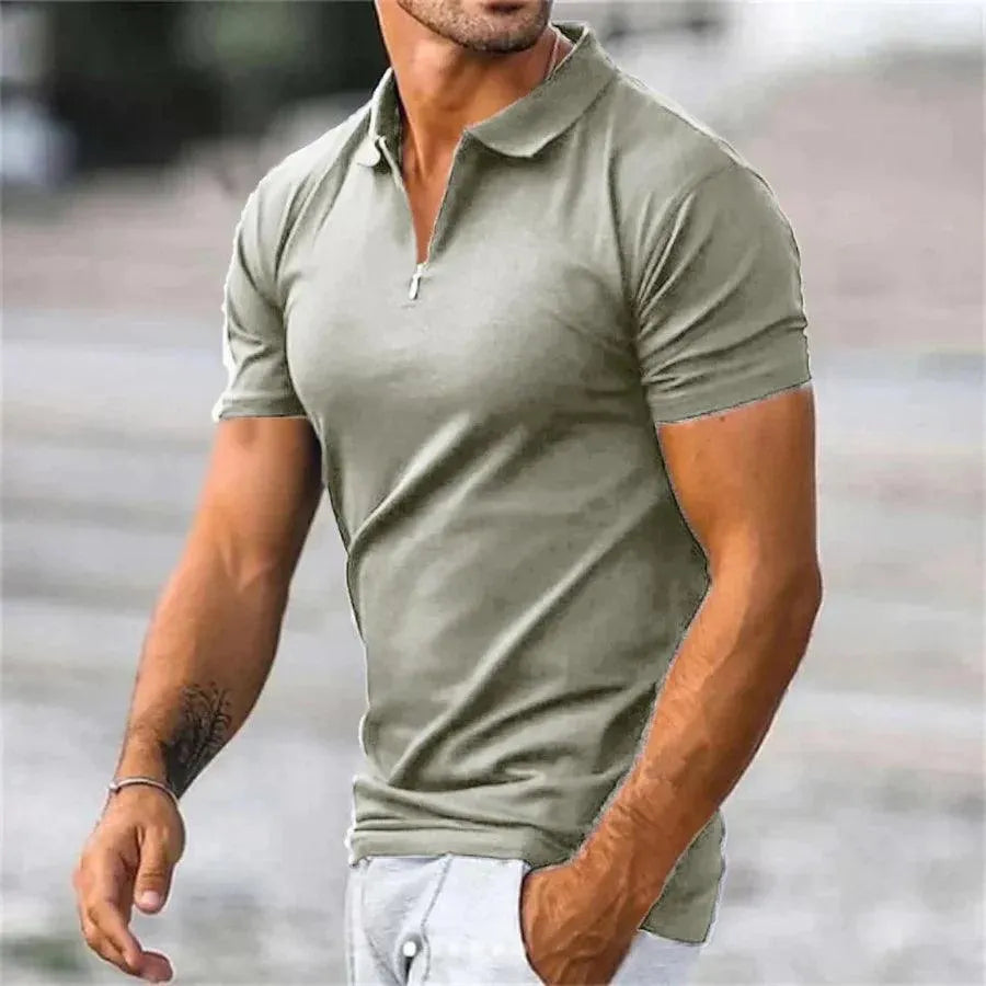 Polo Luxe™ | Men's Slim Fit Polo Shirt | Short Sleeve, Zipper Placket, Stretch Cotton Blend
