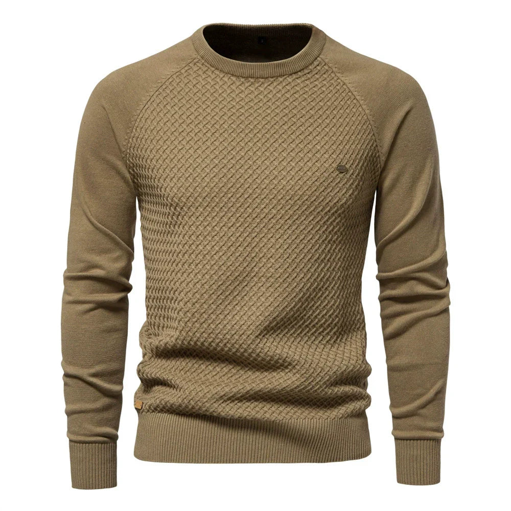 KnitCraft™ | Men's Knitted Crew Neck Sweater | Soft Cotton Blend, Breathable Fabric & Classic Fit