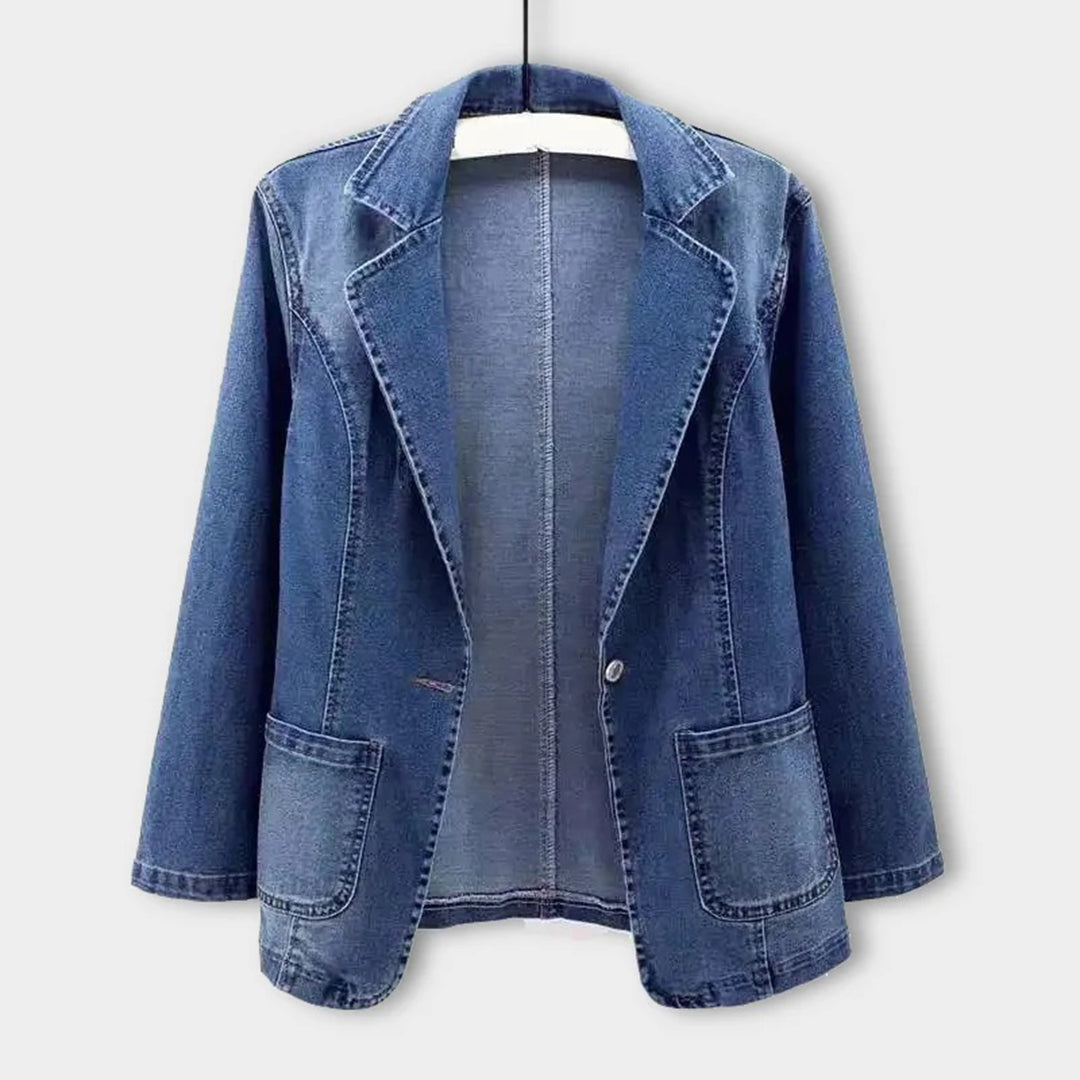 Stylish Denim Blazer for Women in Durable Denim Fabric with Tailored Fit and Versatile Design