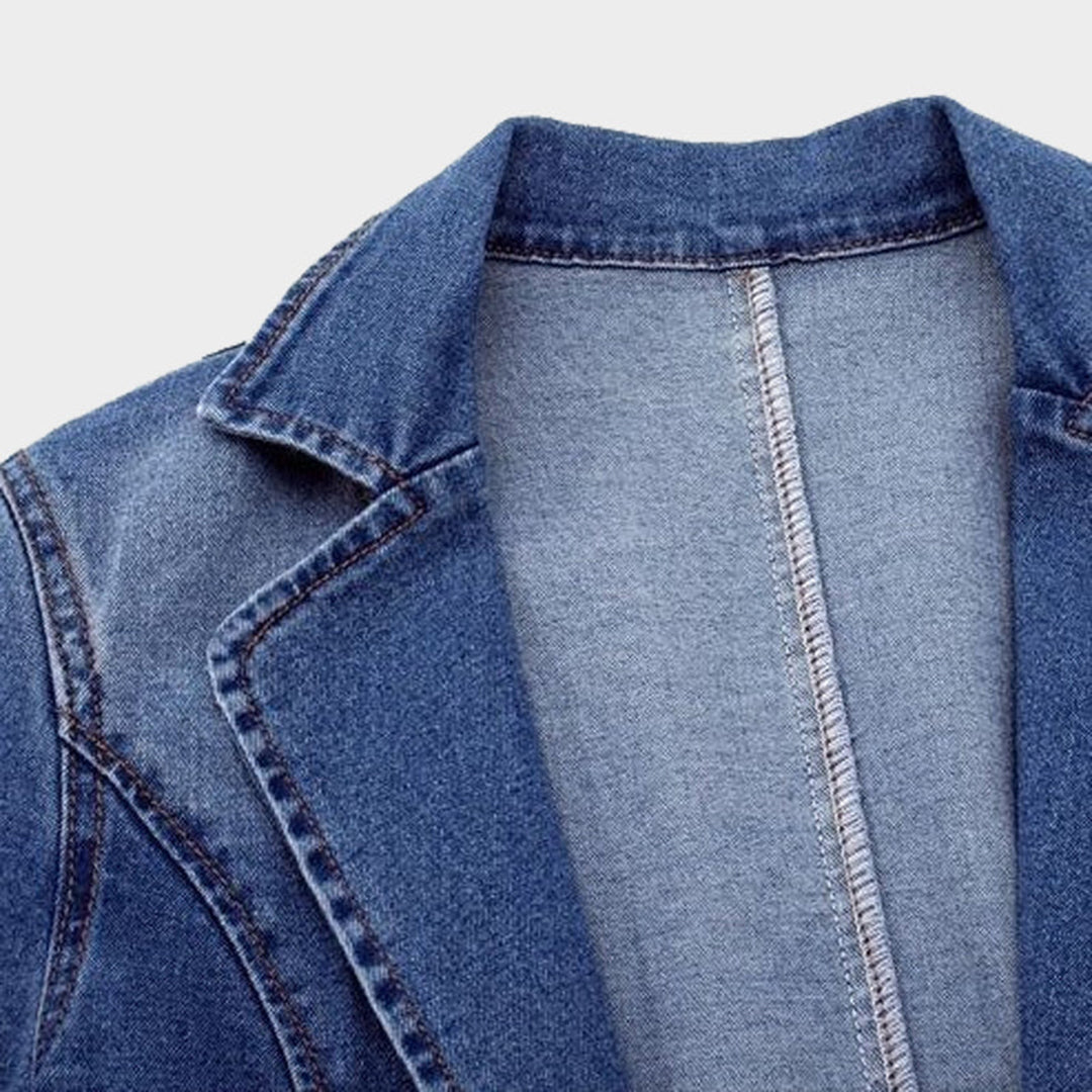 Stylish Denim Blazer for Women in Durable Denim Fabric with Tailored Fit and Versatile Design