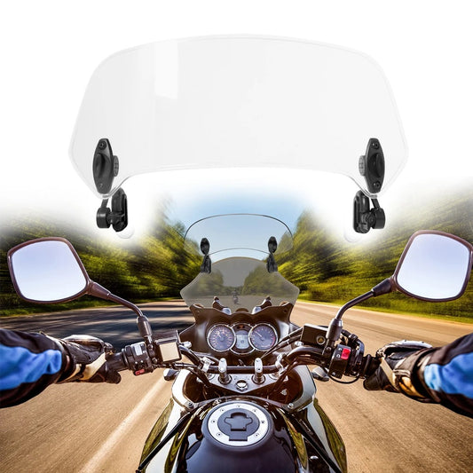 Motorcycle Windshield Extension Adjustable Height for Enhanced Wind Protection and Comfort on Touring Bikes