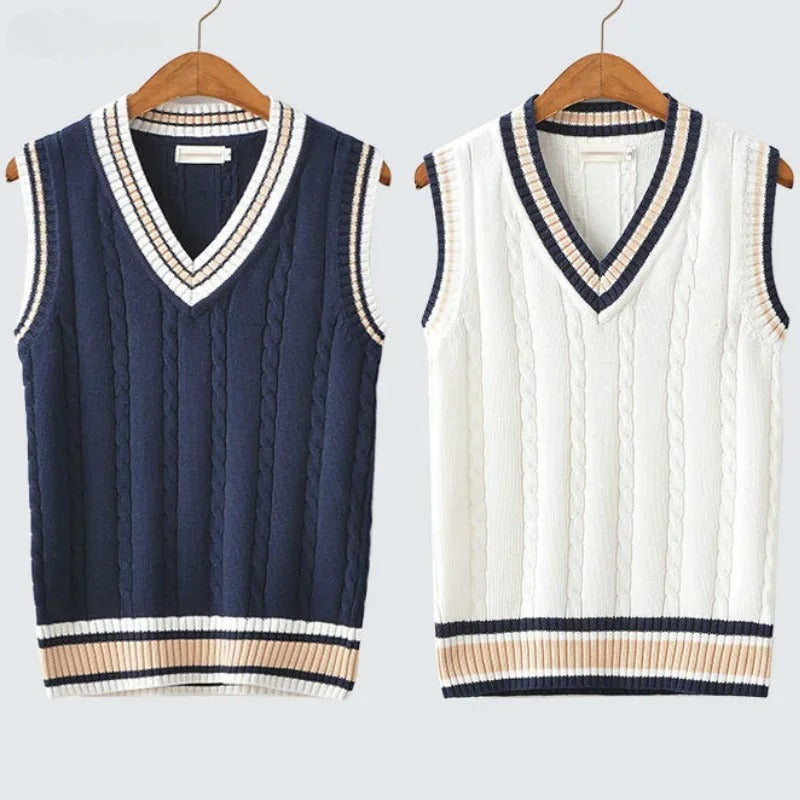 Ashmere | Mens Knitted Sweater Vest V-Neck Sleeveless Jumper for Old Money Style & Preppy Layering – Cricket & Heritage Looks