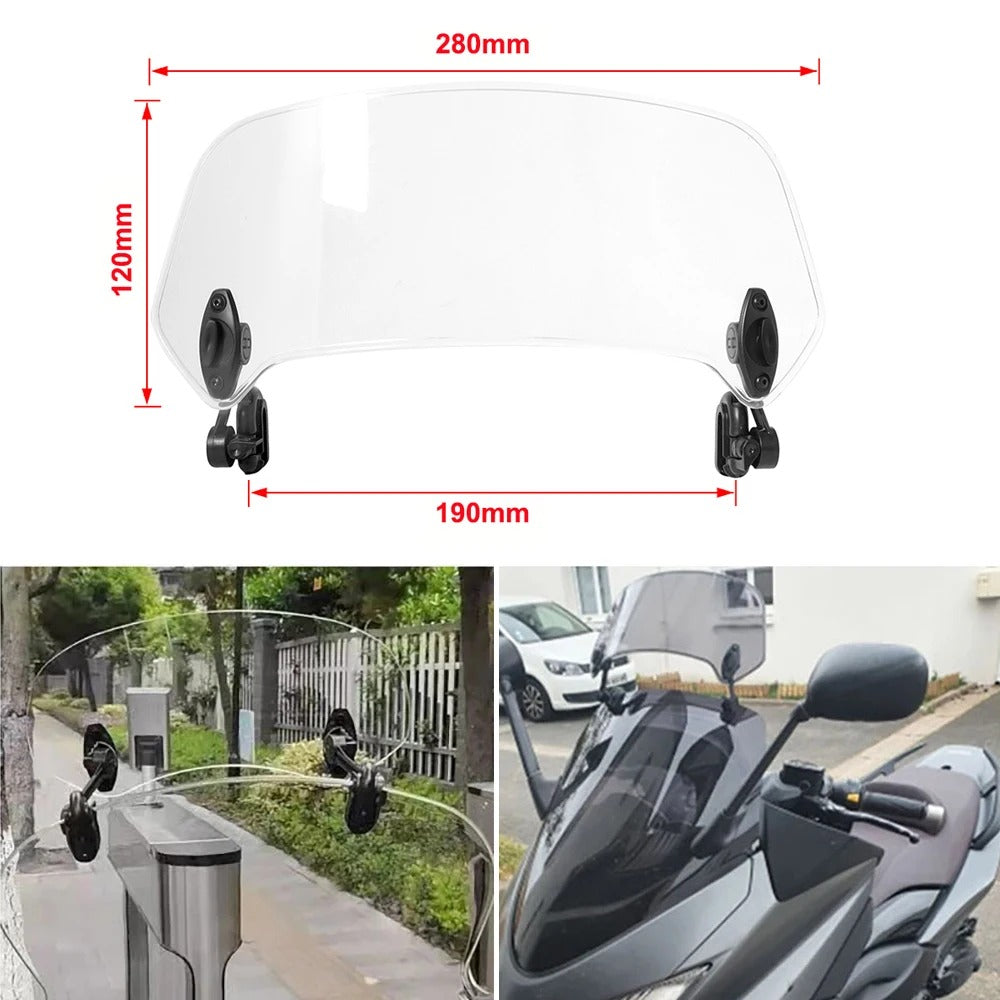 Motorcycle Windshield Extension Adjustable Height for Enhanced Wind Protection and Comfort on Touring Bikes