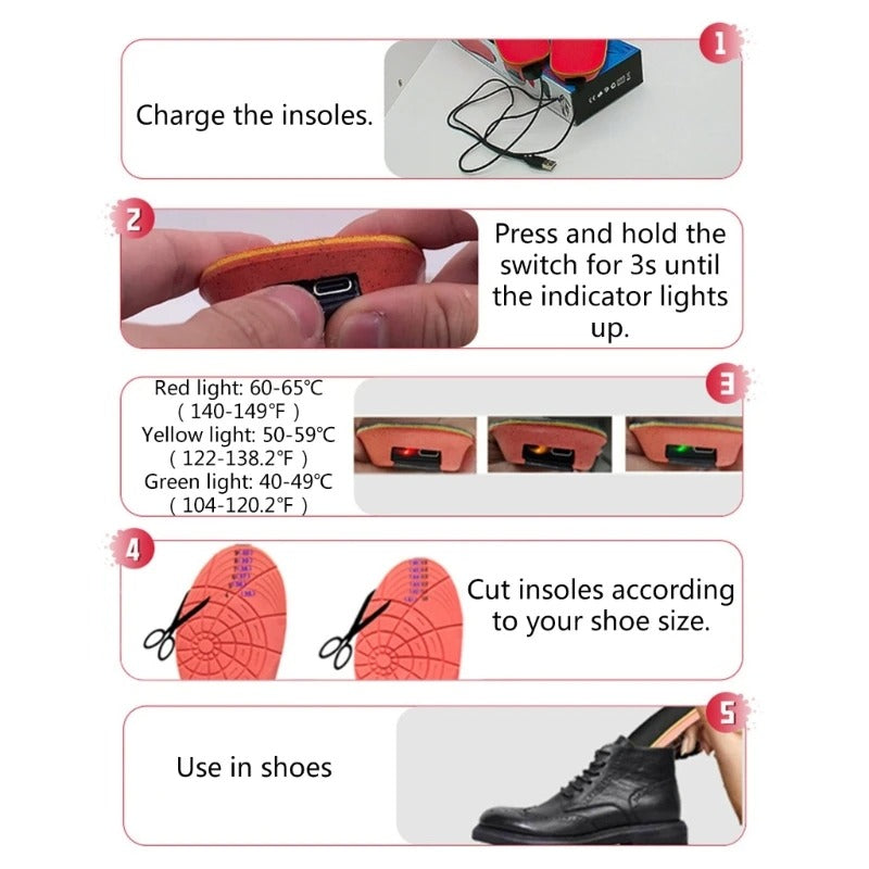 Professional Heated Shoe Insoles Rechargeable Inserts | Ultimate Foot Warmers for Cold Weather and Outdoor Activities | for Boots, Shoes, and Skiing