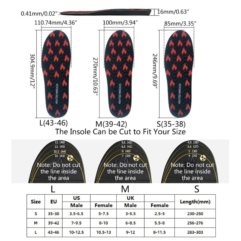 Professional Heated Shoe Insoles Rechargeable Inserts | Ultimate Foot Warmers for Cold Weather and Outdoor Activities | for Boots, Shoes, and Skiing
