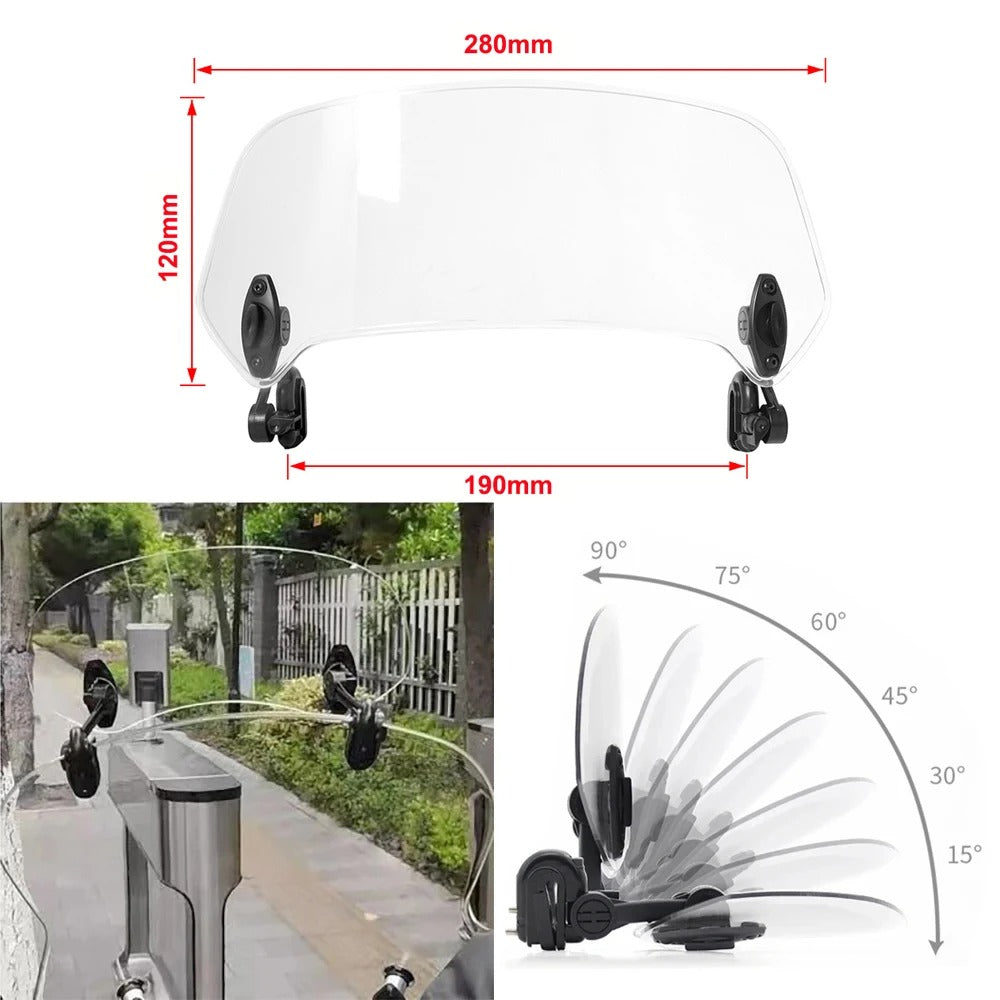 Motorcycle Windshield Extension Adjustable Height for Enhanced Wind Protection and Comfort on Touring Bikes