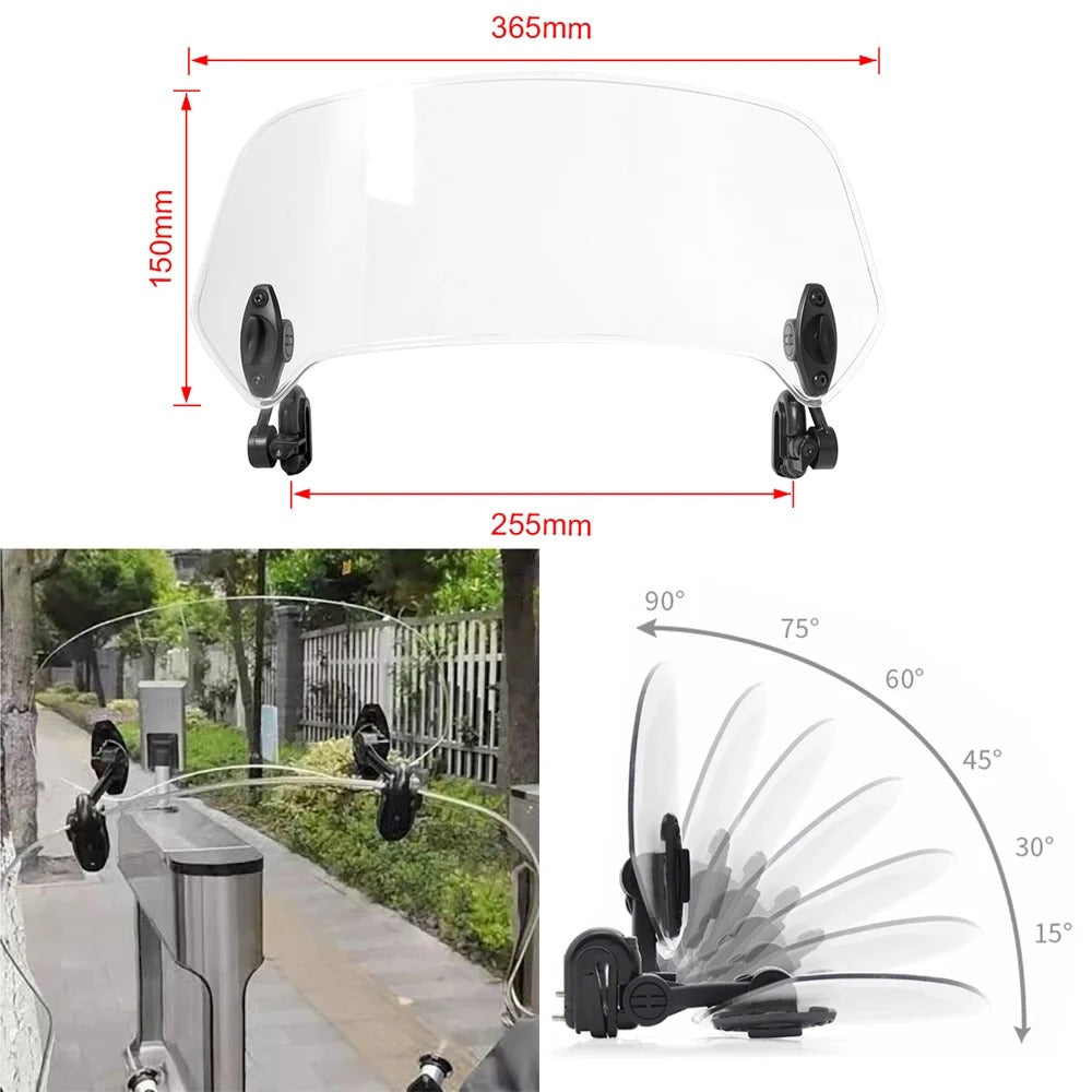 Motorcycle Windshield Extension Adjustable Height for Enhanced Wind Protection and Comfort on Touring Bikes